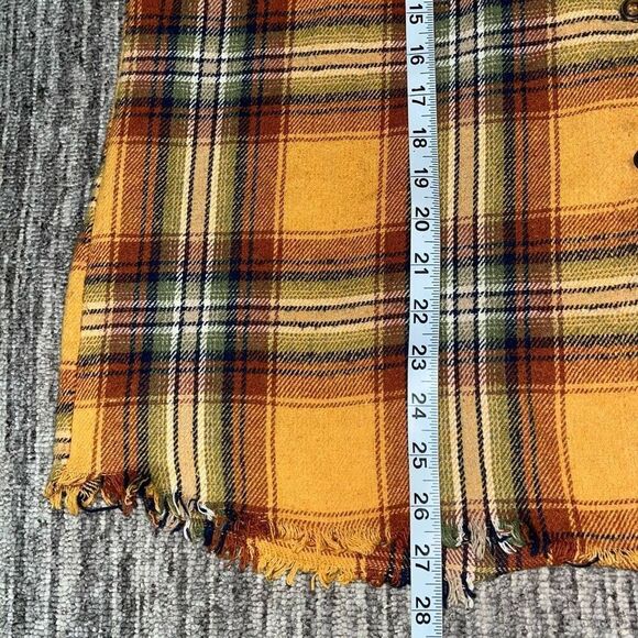 Womens Size Small Oversized Hooded Shacket Button Front Shirt Gold‎ Brown Plaid - Picture 5 of 6